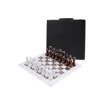 Archaia Marble Chess Set with Storage Case, 30cm, White / Grey