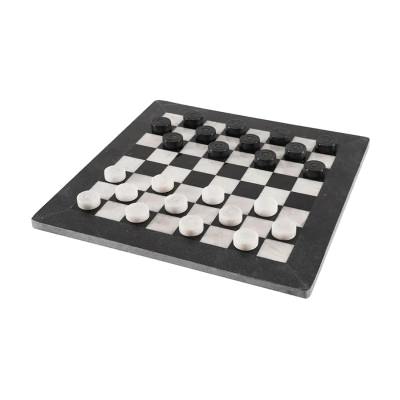 Archaia Marble Checkers Set, 38cm, Black / White