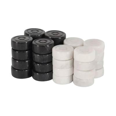 Archaia Marble Checkers Piece Set, White / Black