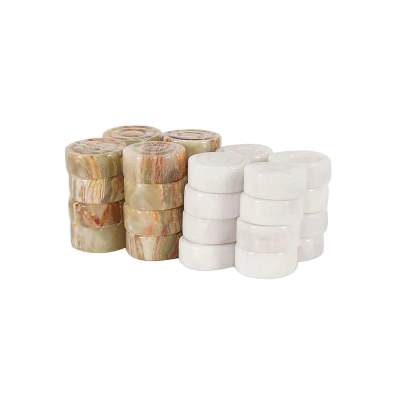 Archaia Marble Checkers Piece Set, White / Green
