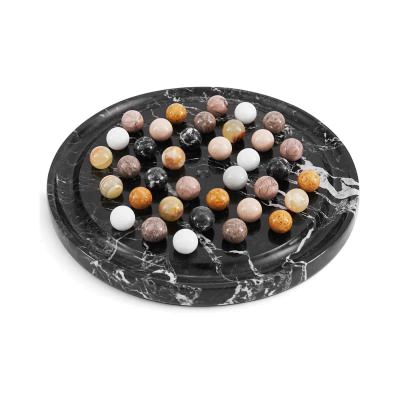 Archaia Marble Peg Solitaire Game Set, Zebra Black