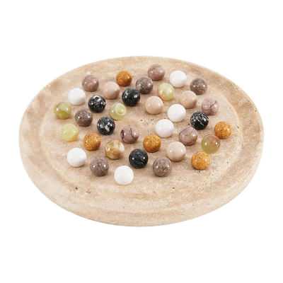 Archaia Travertine Peg Solitaire Game Set