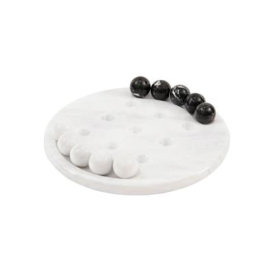 Archaia Marble Tic Tac Toe Game Set, White / Black