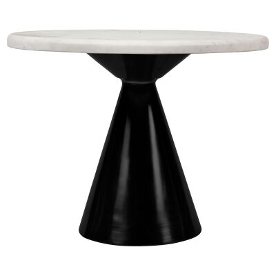 Luxford Marble Topped Iron Round Side Table, Black