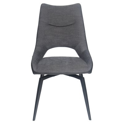 Faro Fabric & Faux Leather Swivel Dining Chair, Dark Grey
