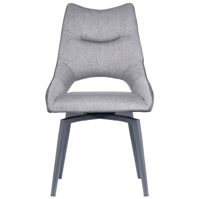 Faro Fabric & Faux Leather Swivel Dining Chair, Light Grey