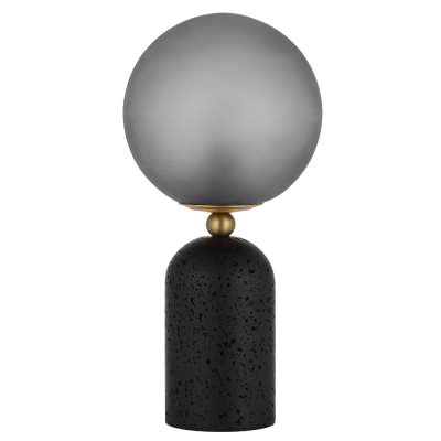 Gina Travertine Base Table Lamp, Black / Smoke