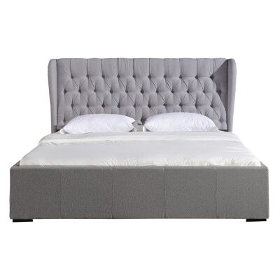 Ginny Fabric Platform Bed, King, Dark Grey