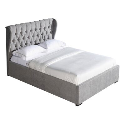 Ginny Fabric Platform Bed, Queen, Dark Grey
