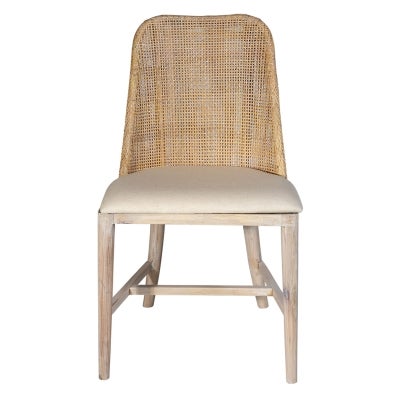Tambra Mindi Wood & Rattan Dining Chair, Whtie Wash