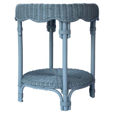 Sereia Rattan Round Side Table, Ocean Blue