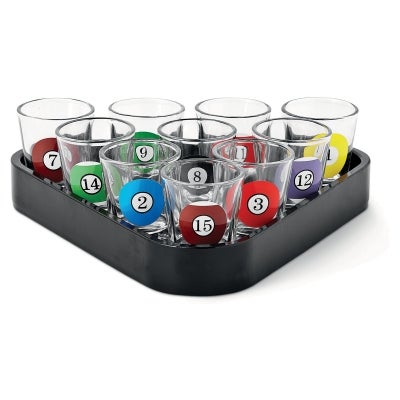 Karson Rack & Shoot Pool Shot Glasses Set