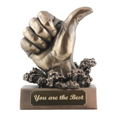 Veronese Cold Cast Bronze Coated Thumb Up Statue, You Are The Best