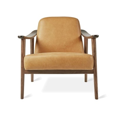 Baltic Leather & Walnut Timber Armchair, Canyon Whiskey / Walnut