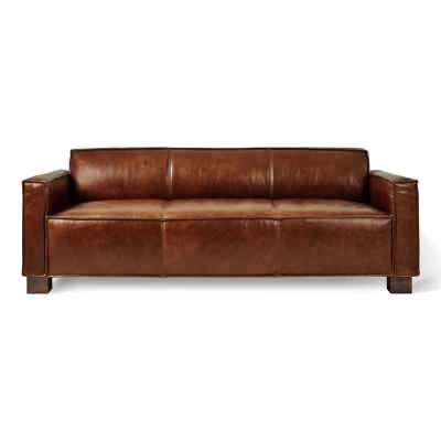 Cabot Leather Sofa, 3 Seater, Saddle Brown