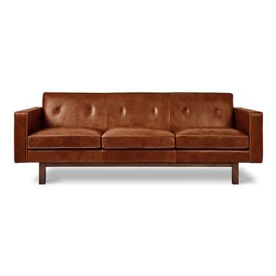 Embassy Leather Sofa, 3 Seater, Saddle Brown