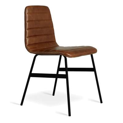 Lecture Leather Dining Chair, Saddle Brown