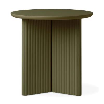 Odeon Wooden Round Round Side Table, Olive