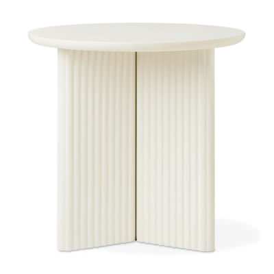 Odeon Wooden Round Round Side Table, Pearl