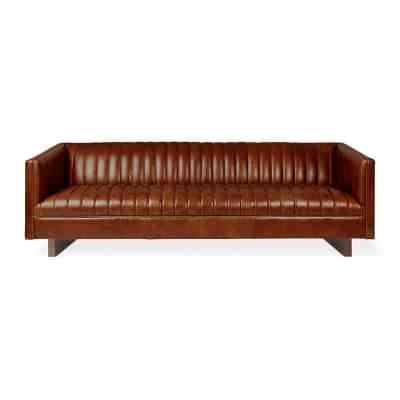 Wallace Leather Sofa, 3 Seater, Saddle Brown