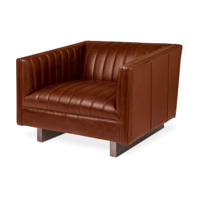 Wallace Leather Armchair, Saddle Brown