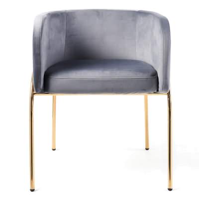 Genevieve Velvet Fabric Carver Dining Chair, Gunmetal