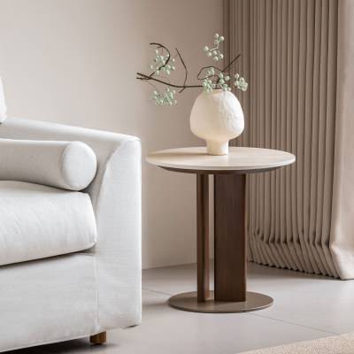 Glenrock Sintered Stone & American Black Walnut Timber Round Side Table