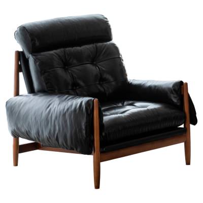 Lorian Leather & Boxwood Armchair