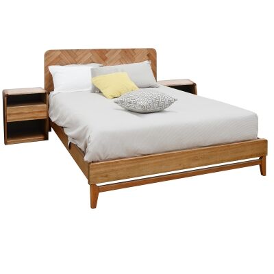 Zaro Mountain Ash Timber 3 Piece Bed & Bedside Suite, Queen