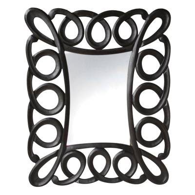 Swirl Edge Wall Mirror, 75cm, Black