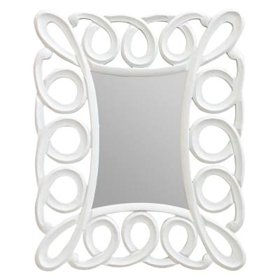 Swirl Edge Wall Mirror, 75cm, White