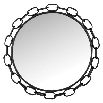 Chain Edge Metal Framed Round Wall Mirror, 60cm, Black