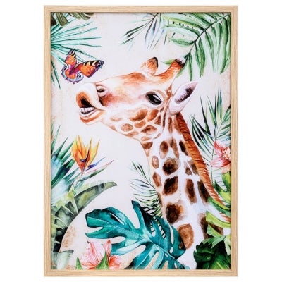 "Tropical Giraffe" Framed Kids Wall Art, 70cm