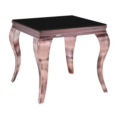 Tresor Glass Top Stainless Steel Side Table, Copper / Black