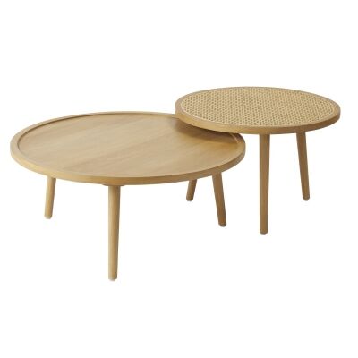 Santali 2 Piece Mango Wood Round Coffee Table Set, 80/60cm