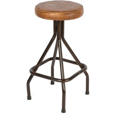 Loft Iron Bar Stool with Upholstered Leather Seat