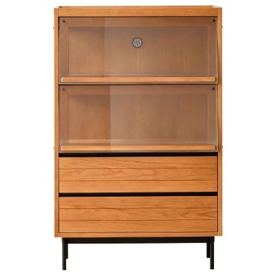 Akita American Cherrywood Flip-up Door Display Cabinet with LED Light