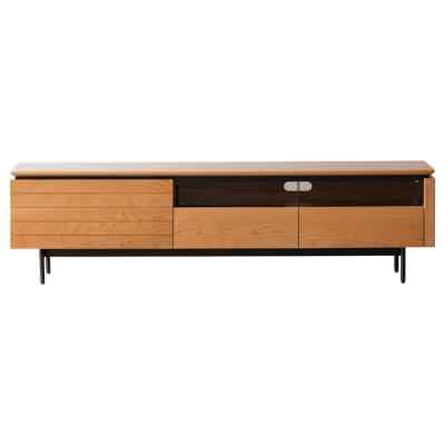 Akita American Cherrywood Flip Down Door & 2 Drawer TV Unit with LED Light, 210cm