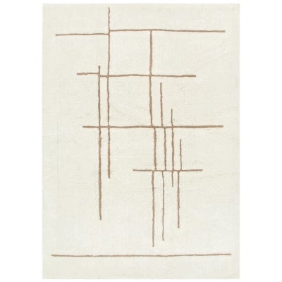Highlands Lines Machine Washable Wool Rug, 290x200cm, Beige