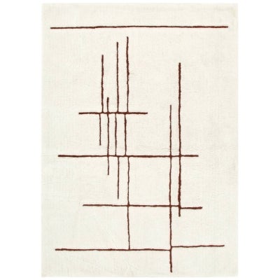 Highlands Lines Machine Washable Wool Rug, 230x160cm, Terracotta