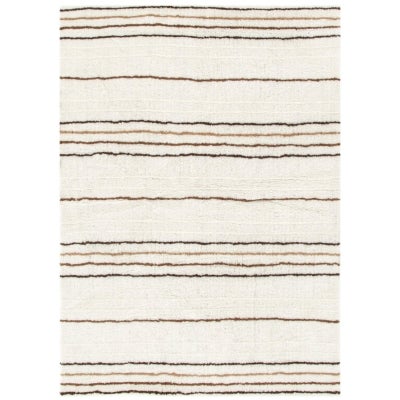 Highlands Stripe Machine Washable Wool Rug, 230x160cm, Beige