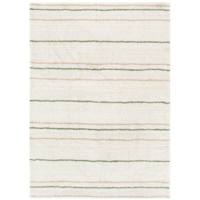 Highlands Stripe Machine Washable Wool Rug, 290x200cm, Olive