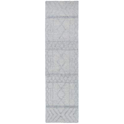 Himalaya No.200 Handwoven Tribal Wool Runner Rug, 300x80cm, Grey