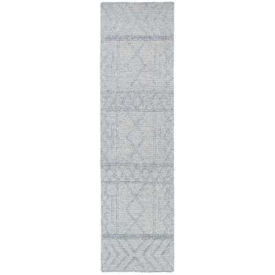 Himalaya No.200 Handwoven Tribal Wool Runner Rug, 400x80cm, Grey