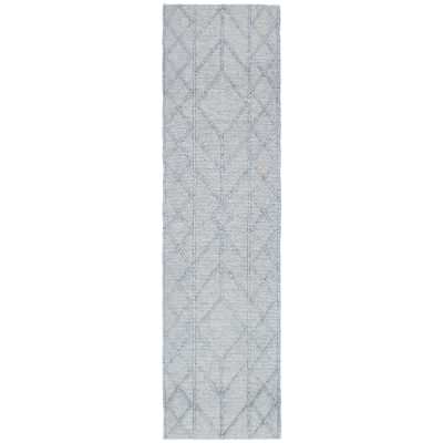 Himalaya No.400 Handwoven Tribal Wool Runner Rug, 400x80cm, Grey