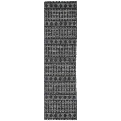 Himalaya No.900 Handwoven Tribal Wool Runner Rug, 300x80cm, Grey