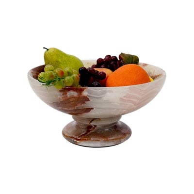 Marcellus Marble Pedestal Fruit Bowl, Type B, Small, White Onyx