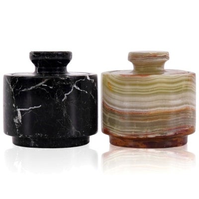 Marston Marble Salt Cellar, Dual Pack, Black / Green