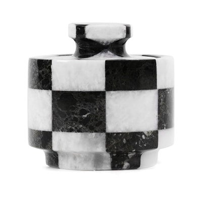 Marston Checkered Marble Salt Cellar, Black / White