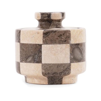 Marston Checkered Marble Salt Cellar, Grey / Verona